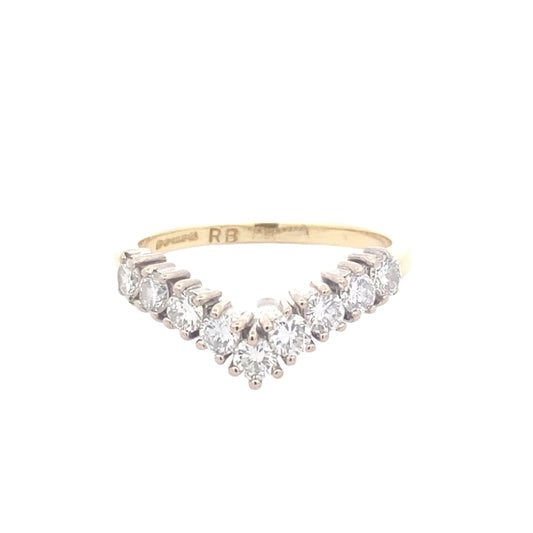 Round Brilliant Cut Diamond 9 Stone Wishbone Style Ring