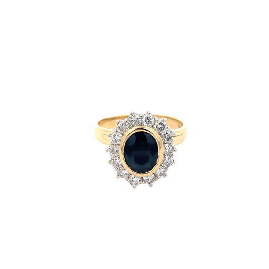 Oval Shaped Sapphire with Diamond Halo