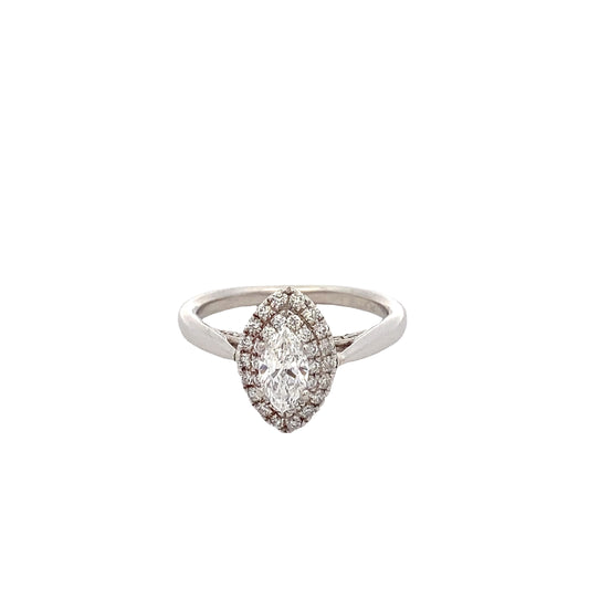 Marquise Shaped Diamond Halo Cluster Style Ring