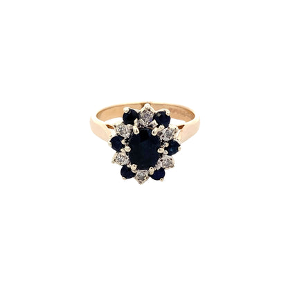Sapphire and Diamond Cluster Style Ring