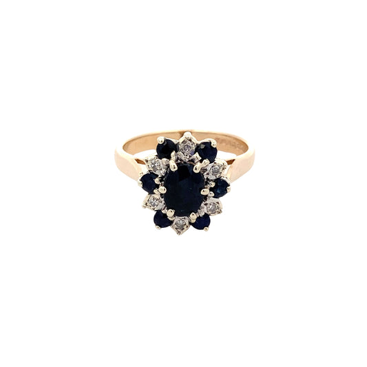 Sapphire and Diamond Cluster Style Ring