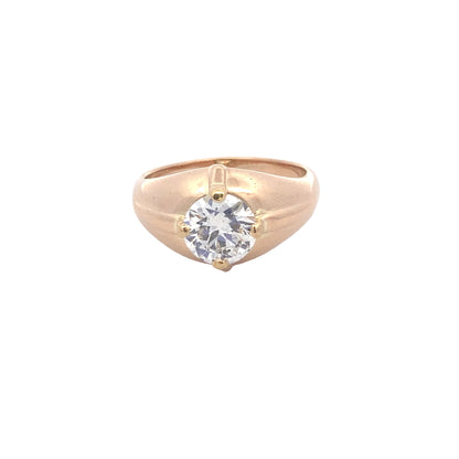 Round Brilliant Cut Diamond Solitaire Signet Ring