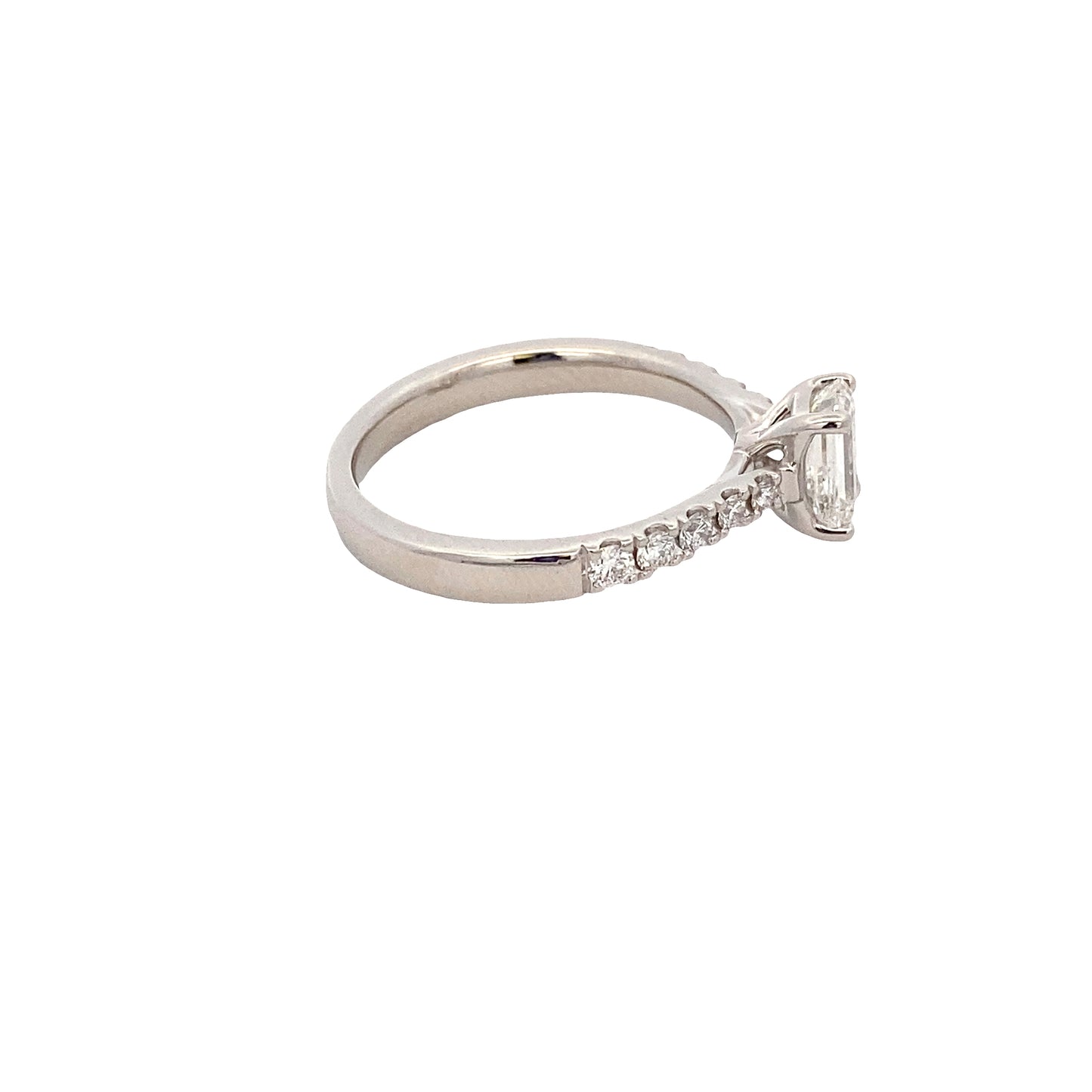 Emerald Cut Diamond Solitaire Ring with Diamond set shoulders