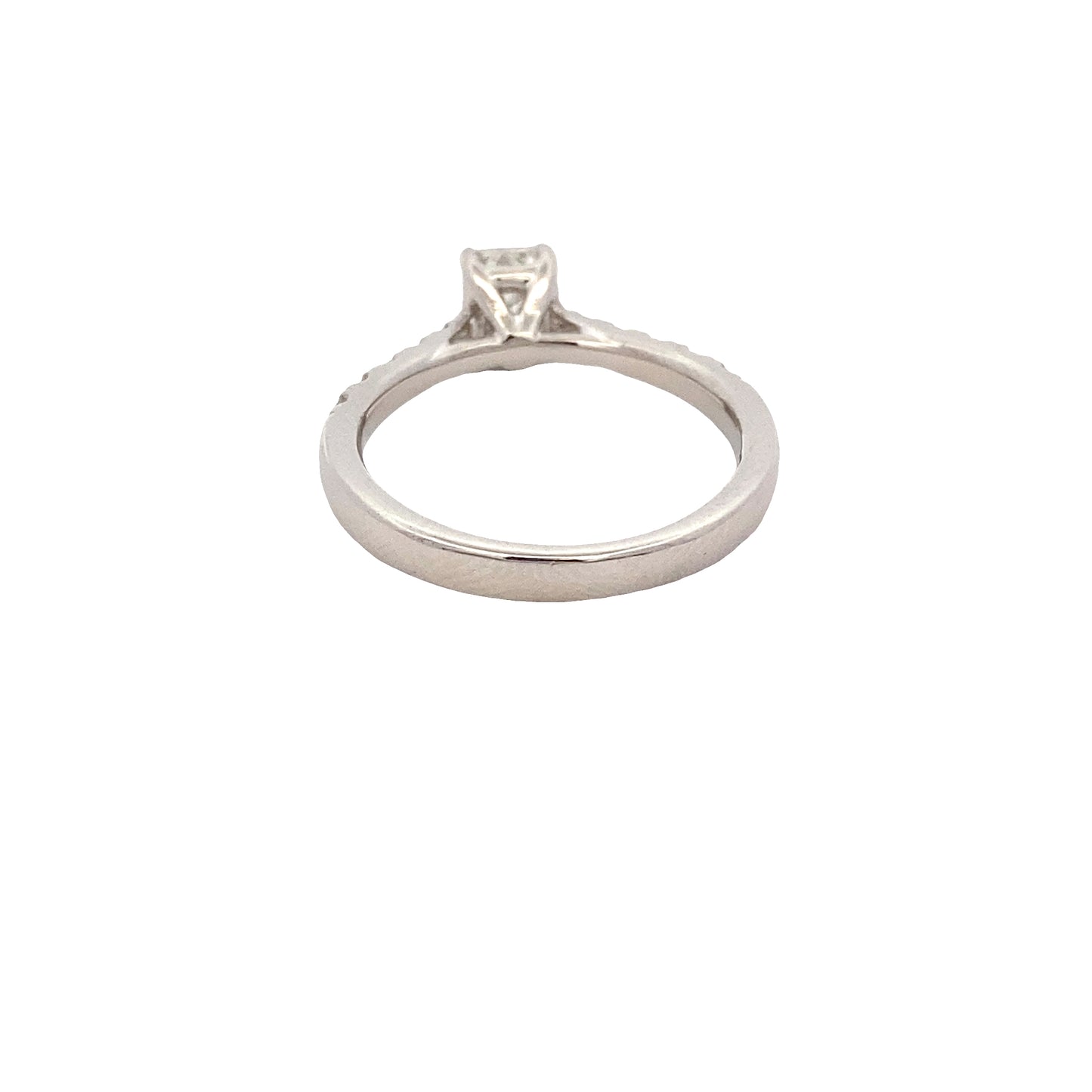 Emerald Cut Diamond Solitaire Ring with Diamond set shoulders