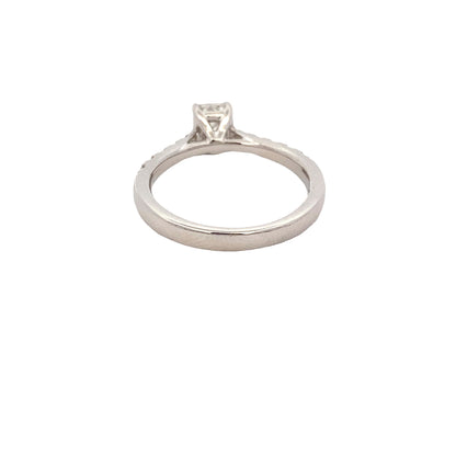 Emerald Cut Diamond Solitaire Ring with Diamond set shoulders