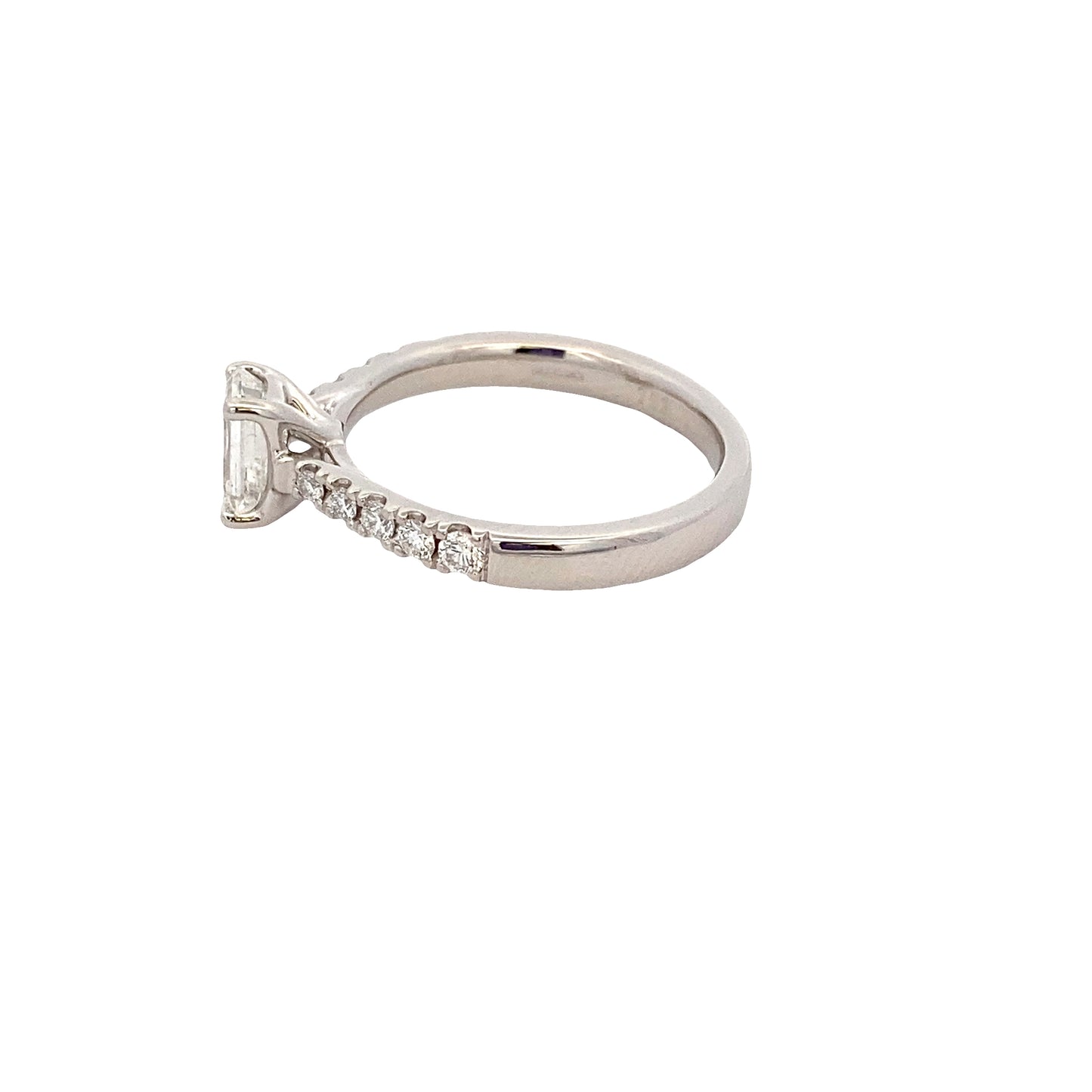 Emerald Cut Diamond Solitaire Ring with Diamond set shoulders