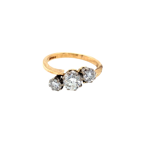 Round Brilliant Cut Diamond 3 Stone Twist Style Ring