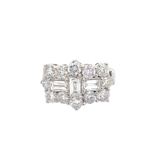 Emerald and Round Brilliant Cut Diamond Cluster Ring