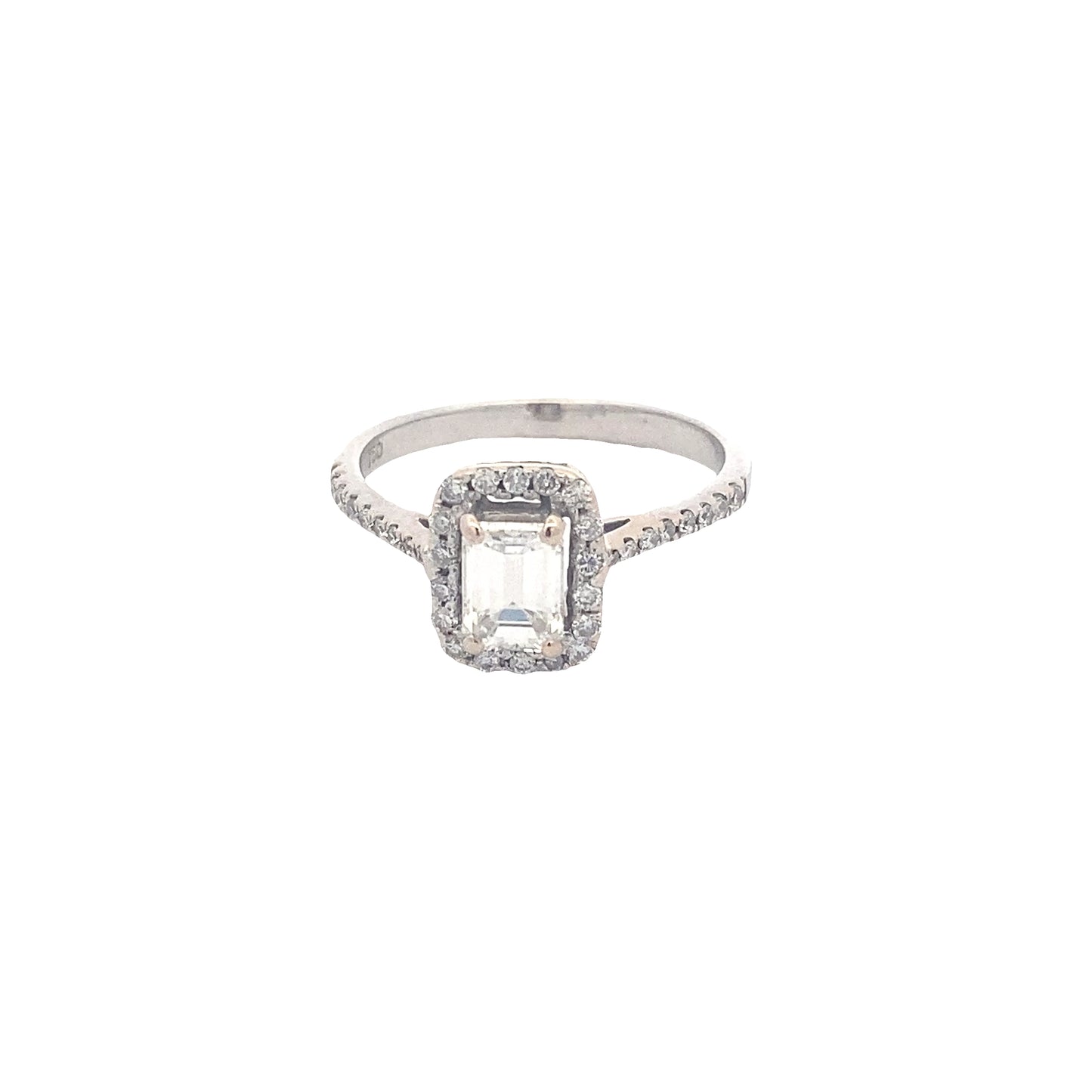 Emerald Cut Diamond Halo Cluster Style Ring