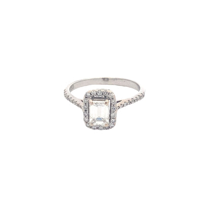 Emerald Cut Diamond Halo Cluster Style Ring