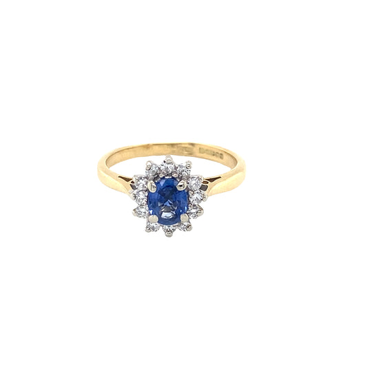 Sapphire and Diamond Cluster Style Ring