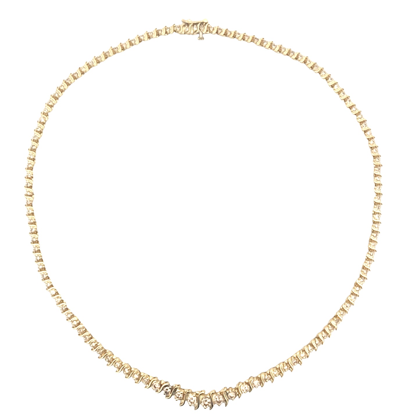 Yellow Gold Round Brilliant Cut Graduated Diamond Necklace