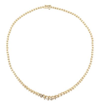 Yellow Gold Round Brilliant Cut Graduated Diamond Necklace