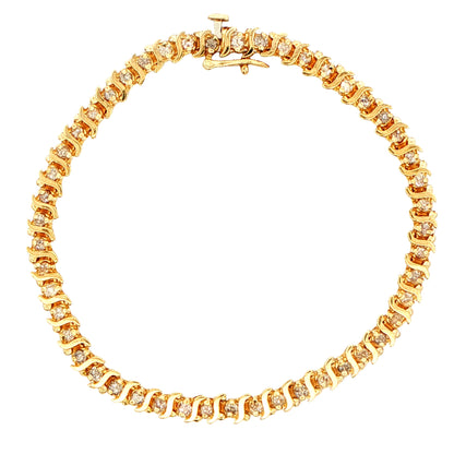 Yellow Gold Round Brilliant Cut Diamond Bracelet