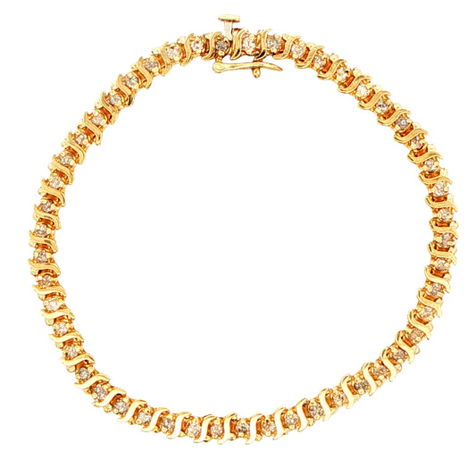 Yellow Gold Round Brilliant Cut Diamond Bracelet