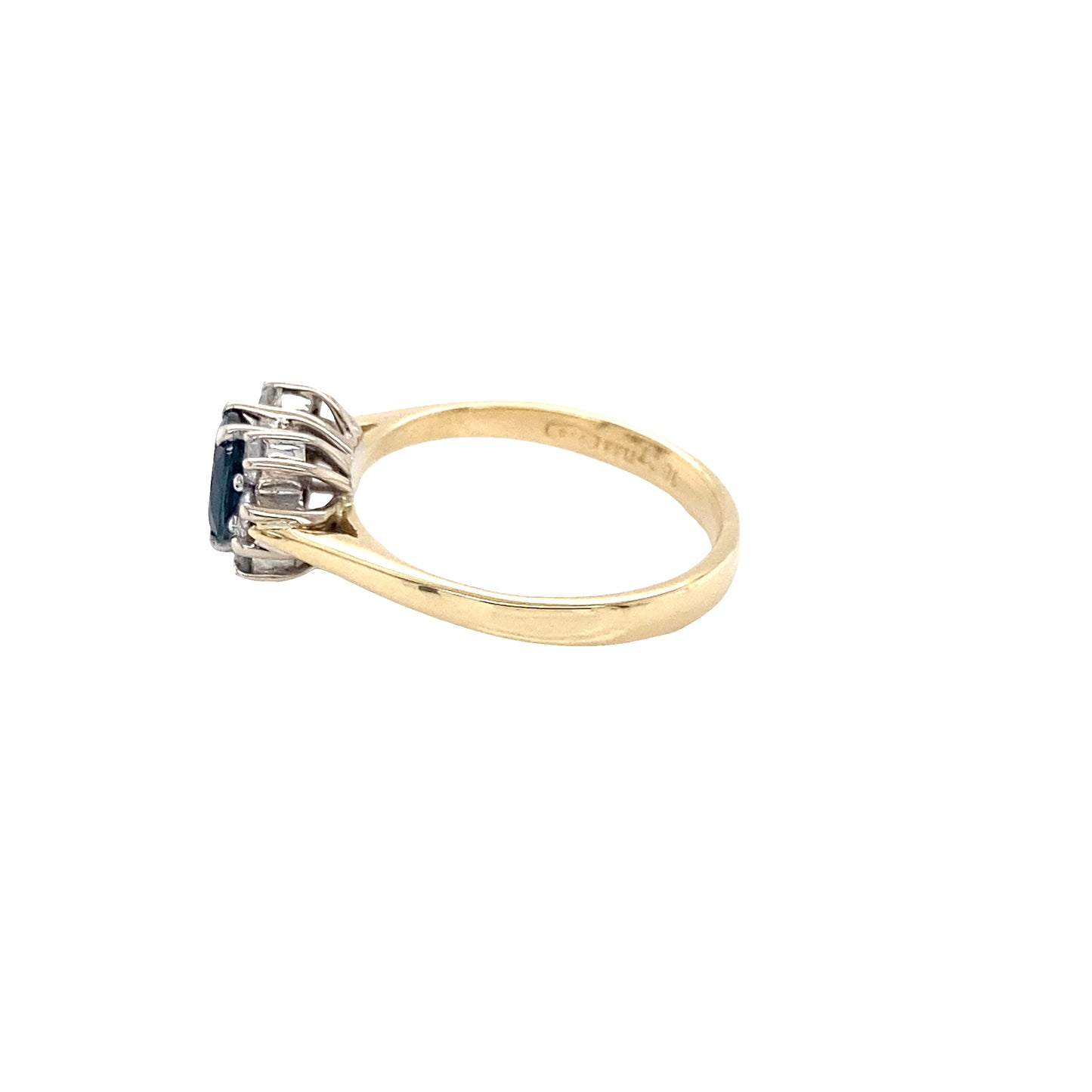 Oval Sapphire and Round Brilliant Cut Diamond Cluster Ring