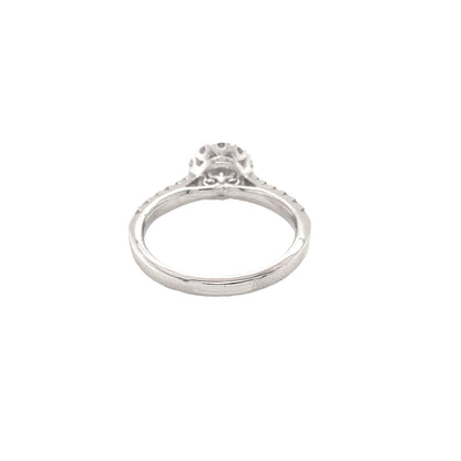 Round Brilliant Cut Diamond Halo Ring with Diamond set shoulders