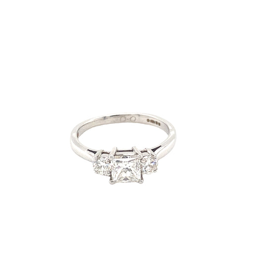 Princess and Round Brilliant Cut Diamond 3 Stone Ring