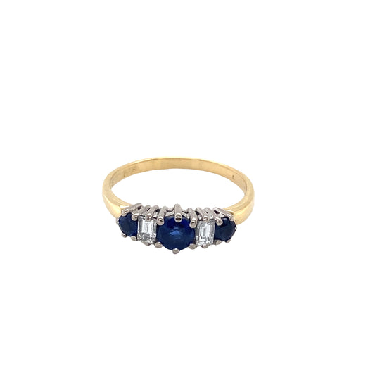 Sapphire and Diamond 5 Stone Ring