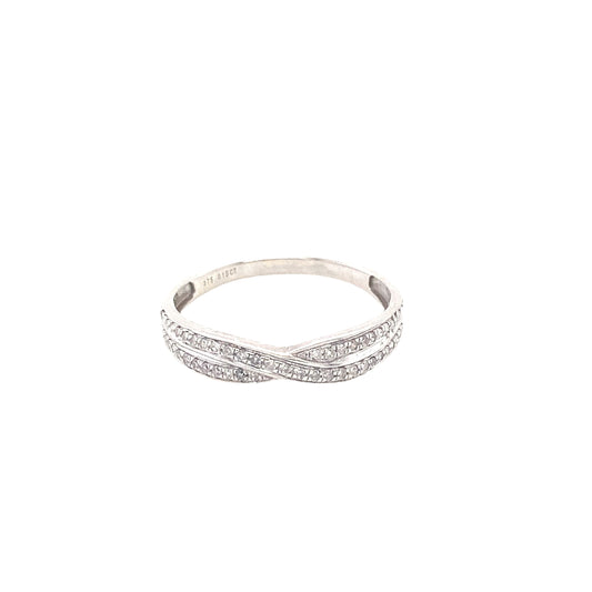 Diamond Set Crossover Bow-Tie Style Ring