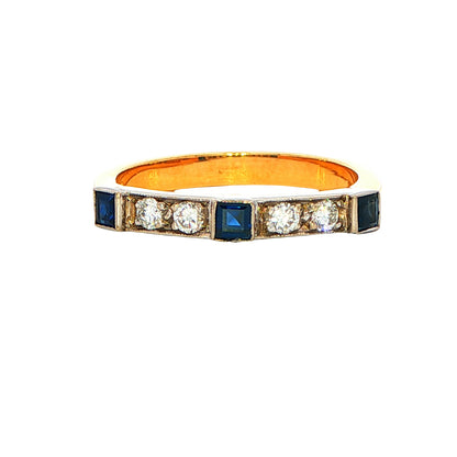 Sapphire and Diamond Vintage Style Enernity Ring