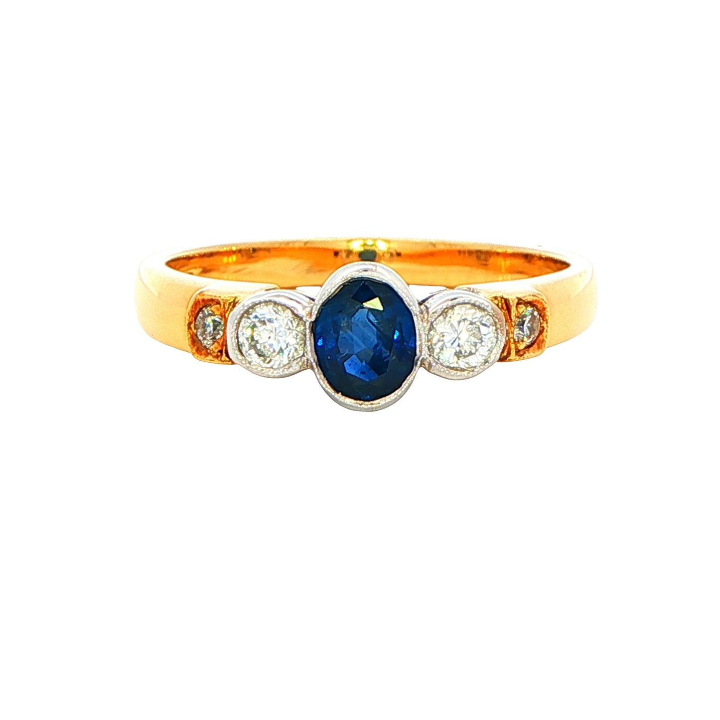 Sapphire and Diamond Vintage Style 5 Stone Ring