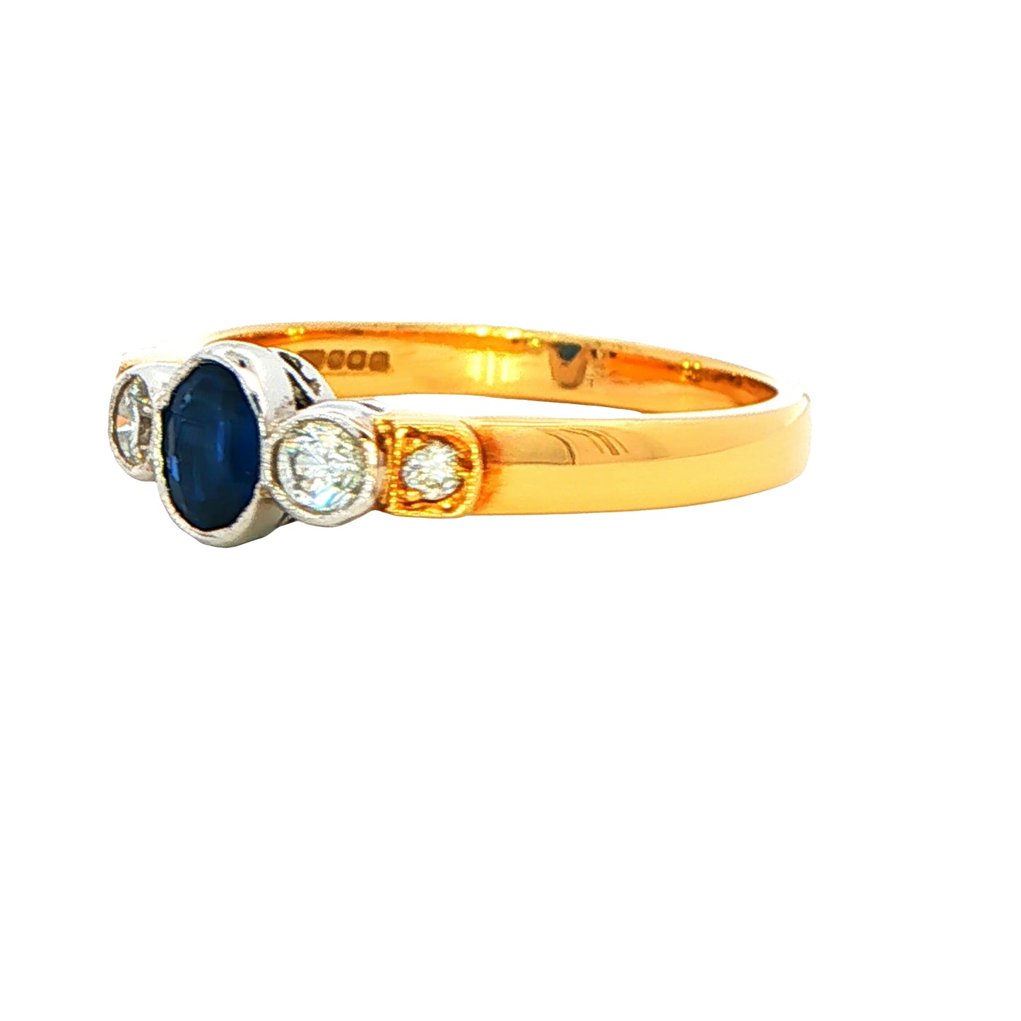 Sapphire and Diamond Vintage Style 5 Stone Ring