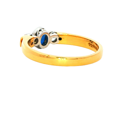 Sapphire and Diamond Vintage Style 5 Stone Ring