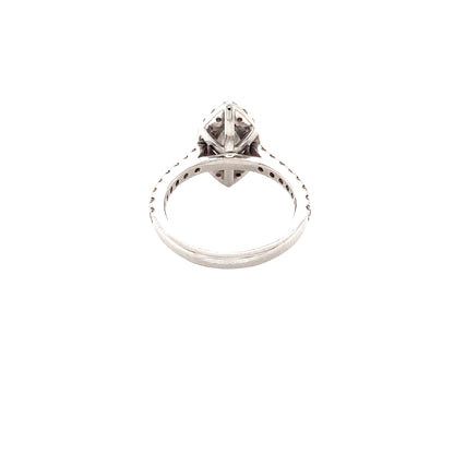 Marquise Cut Diamond with Halo and Diamond set shoulders Ring