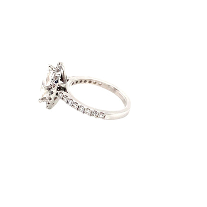 Marquise Cut Diamond with Halo and Diamond set shoulders Ring