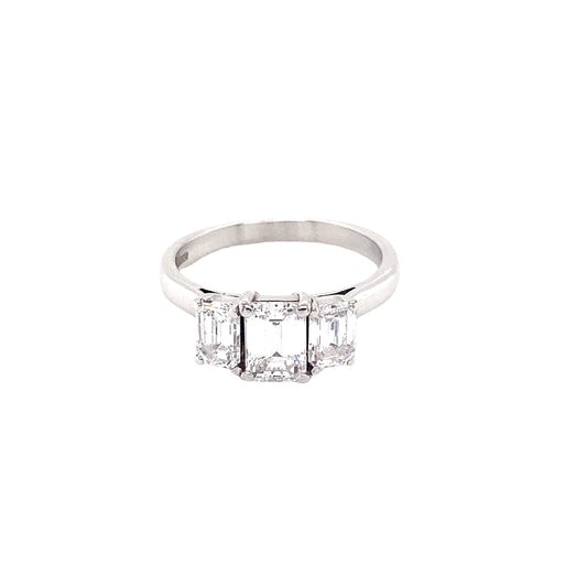 Emerald Cut 3 Stone Diamond Ring