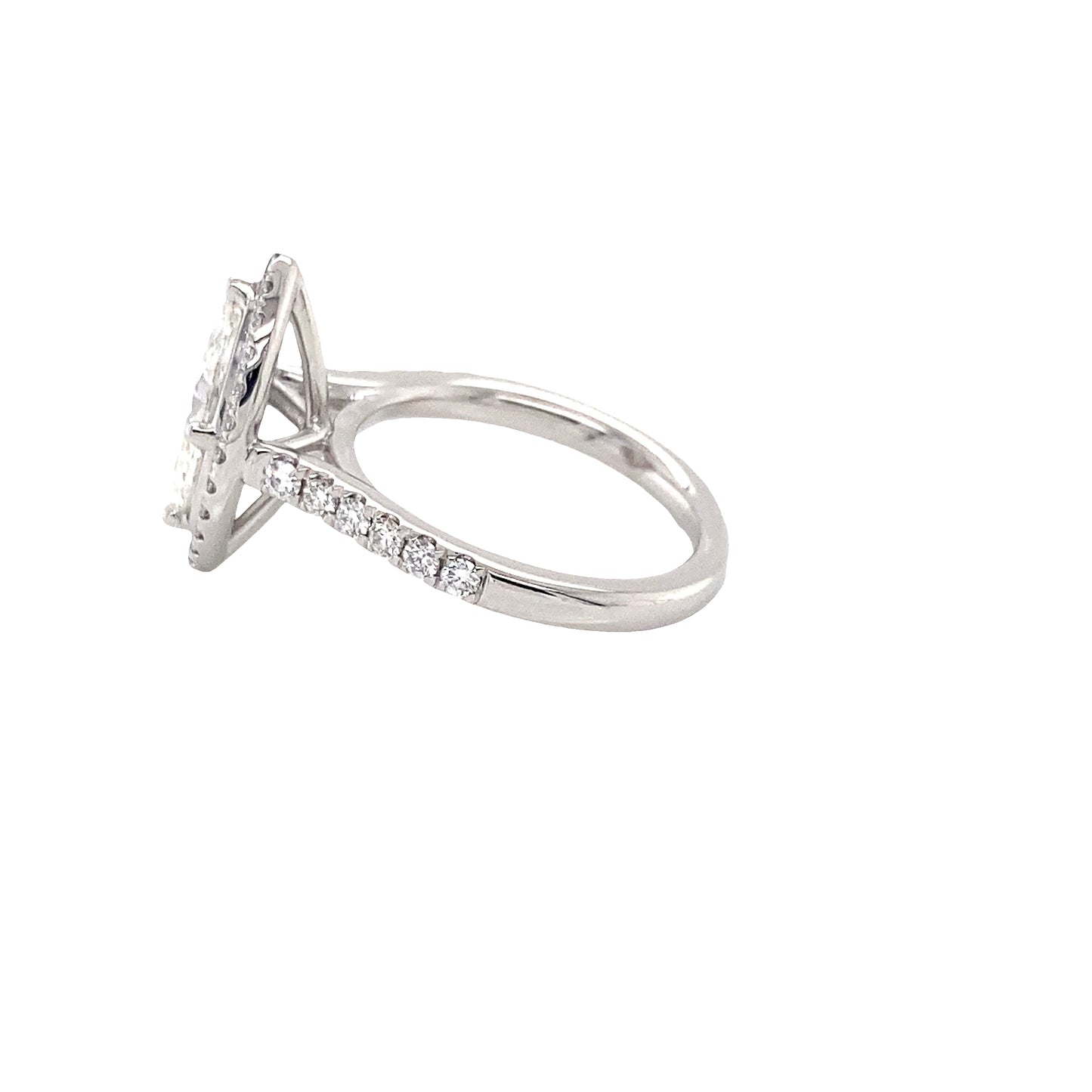 Marquise Cut Diamond with Diamond Halo and Diamond set shoulders