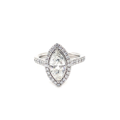 Marquise Cut Diamond with Diamond Halo and Diamond set shoulders