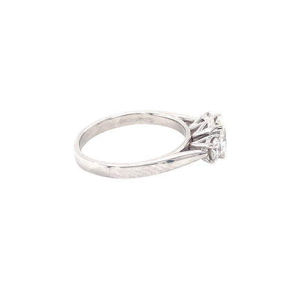 Oval and Round Brilliant Cut Diamond 3 Stone Ring