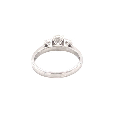 Oval and Round Brilliant Cut Diamond 3 Stone Ring