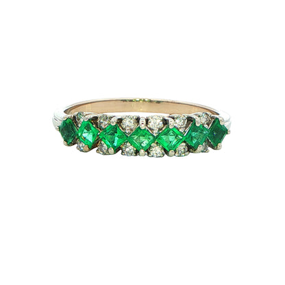 Emerald and Diamond Eternity Style Ring