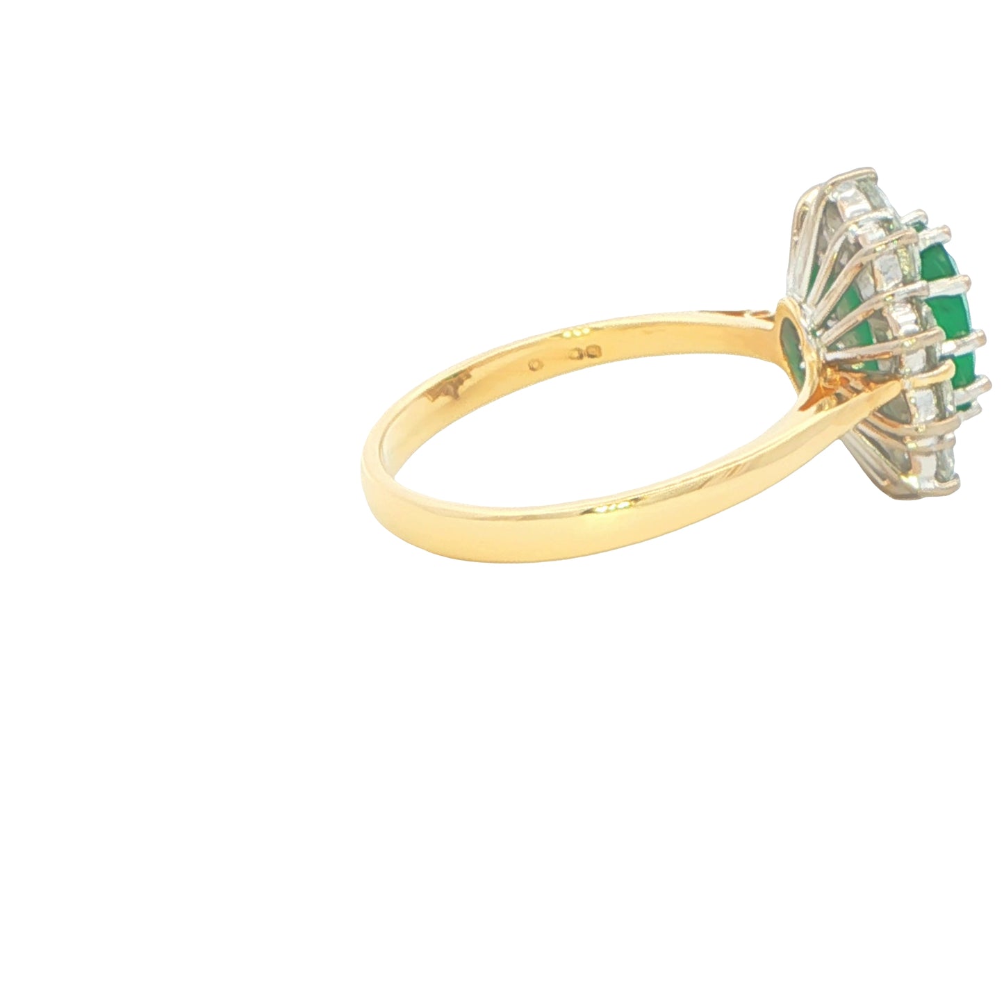 Oval Emerald and Round Brilliant Cut Cluster Ring