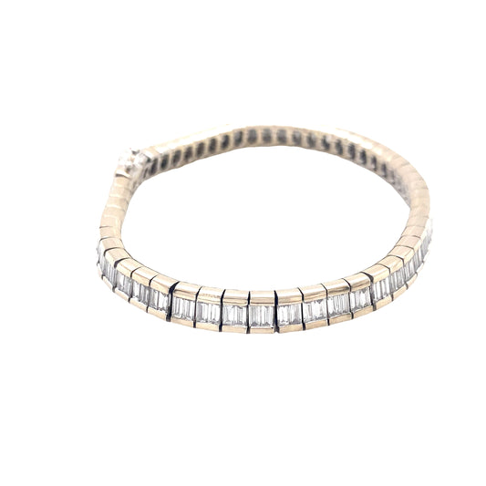 White Gold Baguette Cut Diamond Set Bracelet