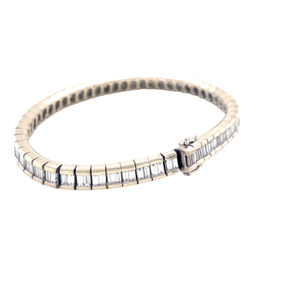 White Gold Baguette Cut Diamond Set Bracelet