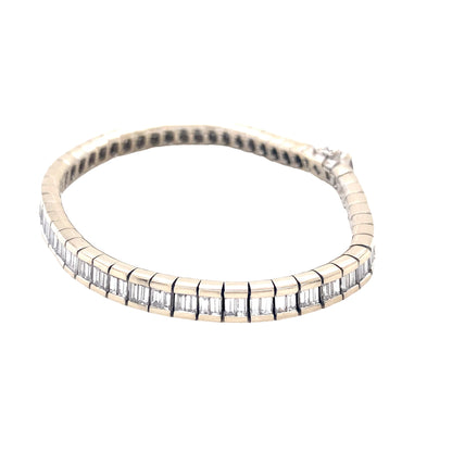 White Gold Baguette Cut Diamond Set Bracelet