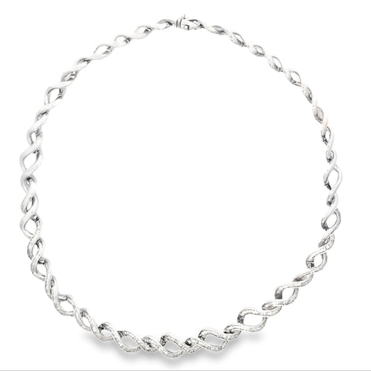 White Gold Baguette Cut Diamond Set Neclace