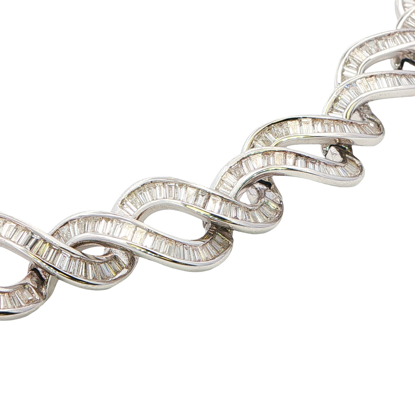 White Gold Baguette Cut Diamond Set Necklace