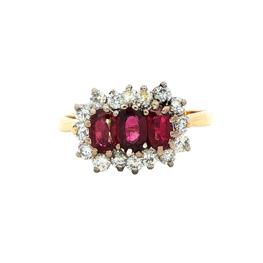 Ruby and Diamond Cluster Style Ring