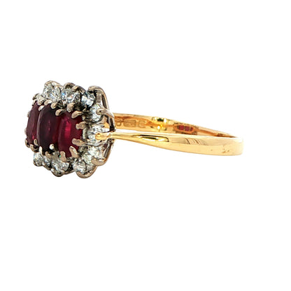 Ruby and Diamond Cluster Style Ring