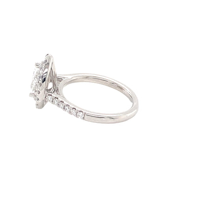 Pear Cut Diamond with Double Halo and Diamond Set Shoulders
