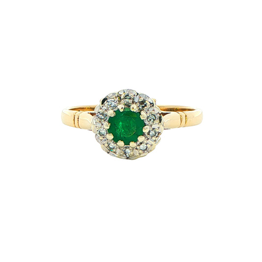 Emerald and Diamond Cluster Ring