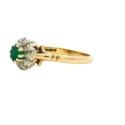 Emerald and Diamond Cluster Ring