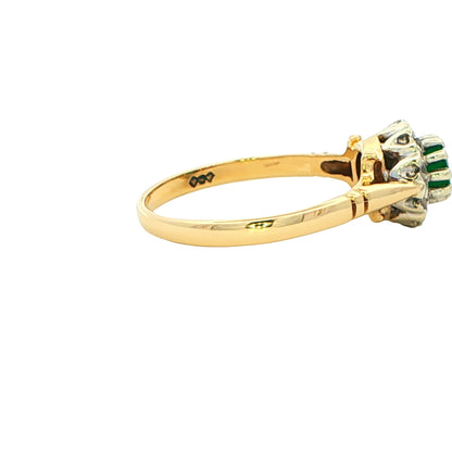 Emerald and Diamond Cluster Ring