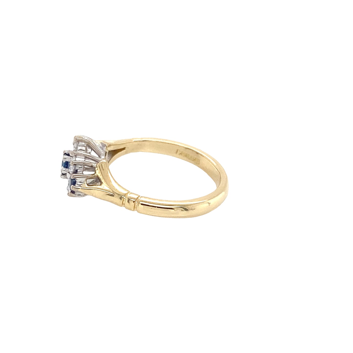 Round Sapphire and Round Brilliant Cut Diamond Cluster Style Ring