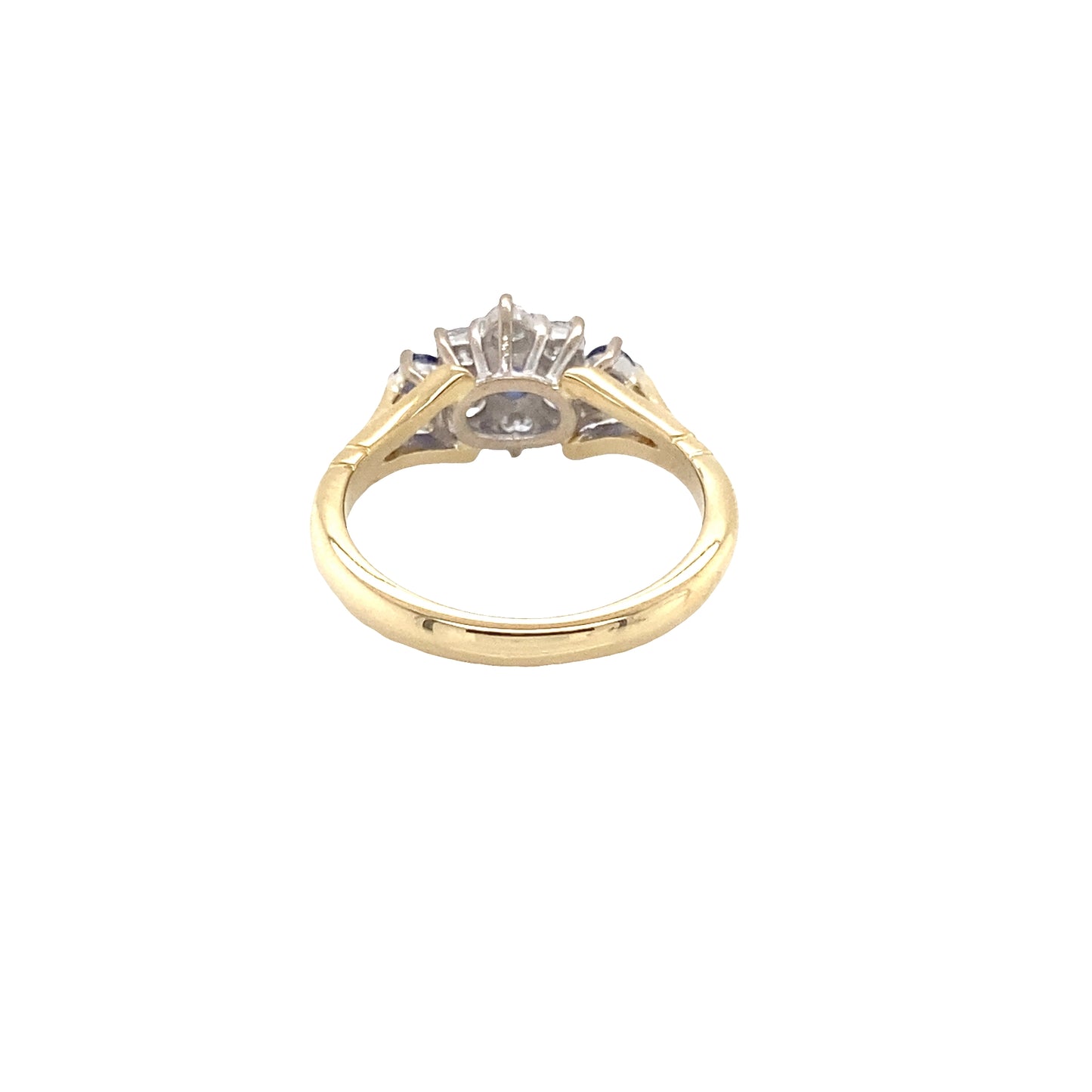 Round Sapphire and Round Brilliant Cut Diamond Cluster Style Ring